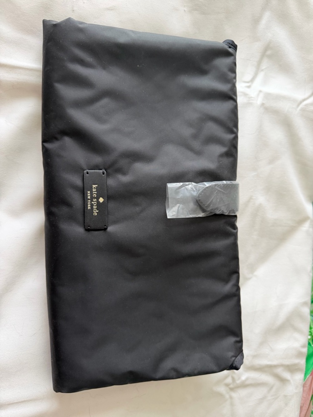 kate spade black nylon diaper changing pad gold logo